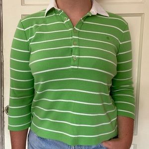 Adorable vintage y2k green & white striped Lauren by Ralph Lauren polo shirt💚🤍